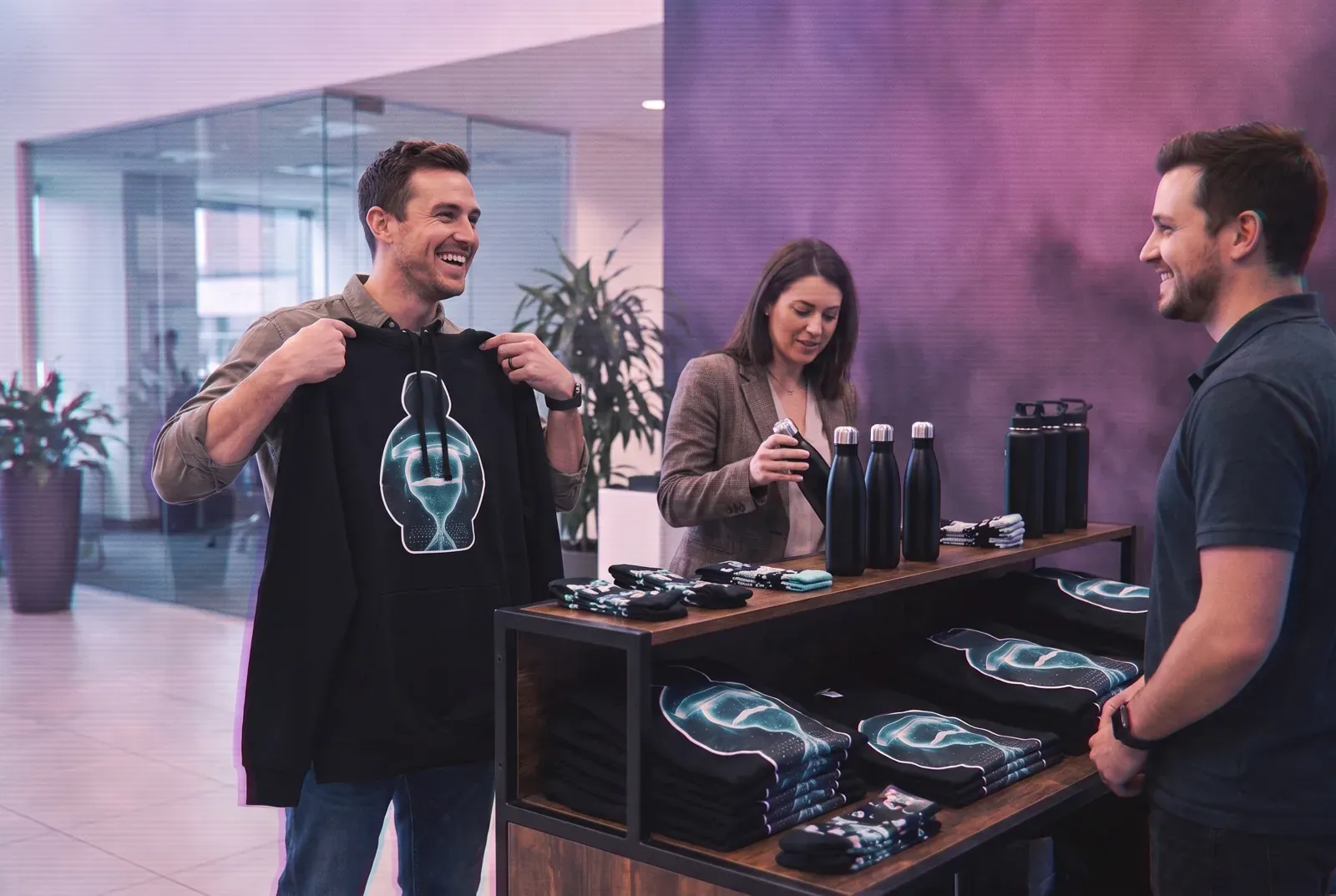 The pop-up store stand in the lobby