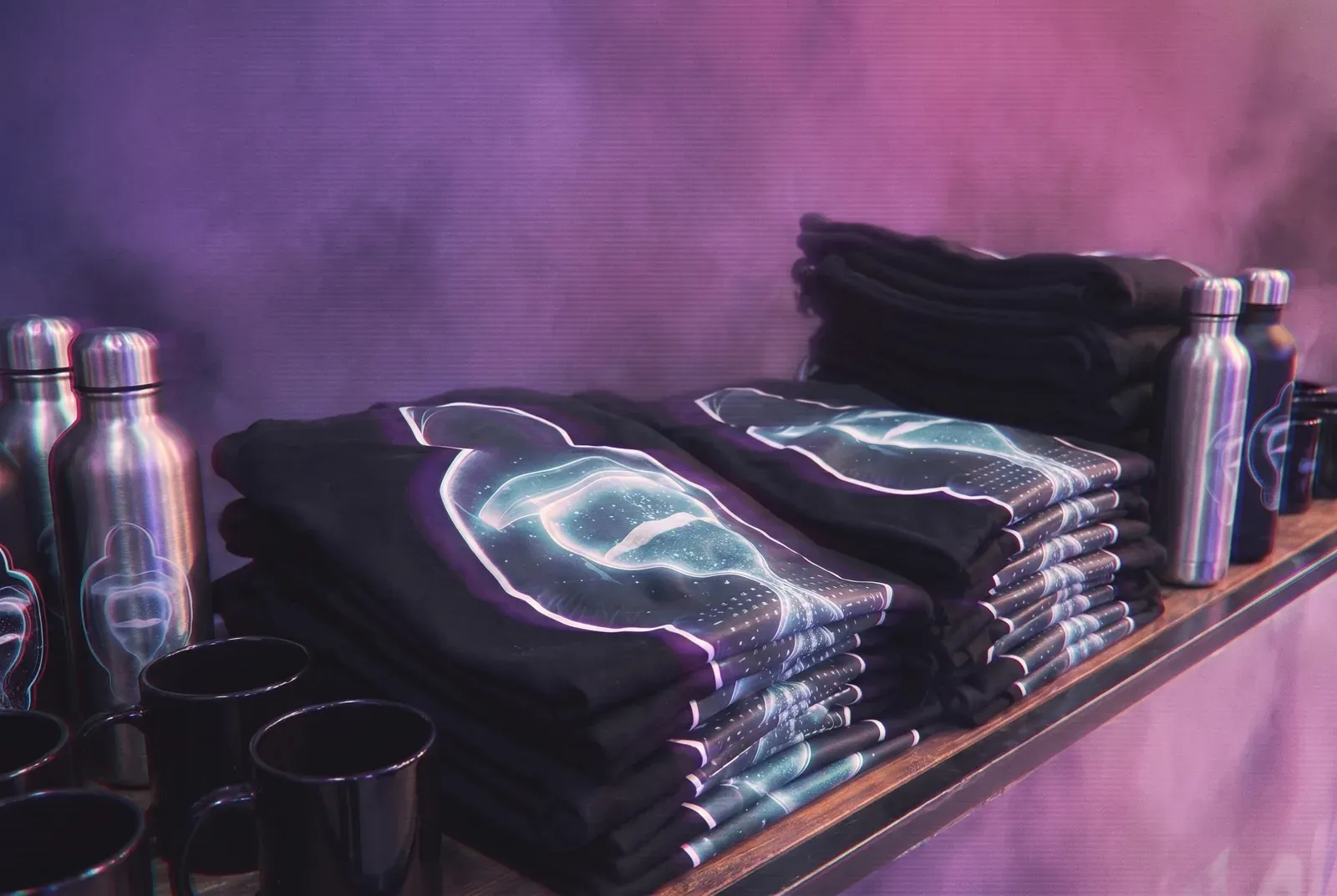 The merch on the store counter