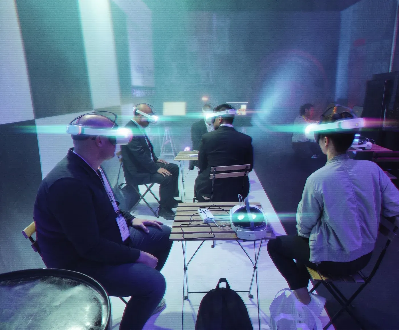 Employees inside a VR cyber scenario