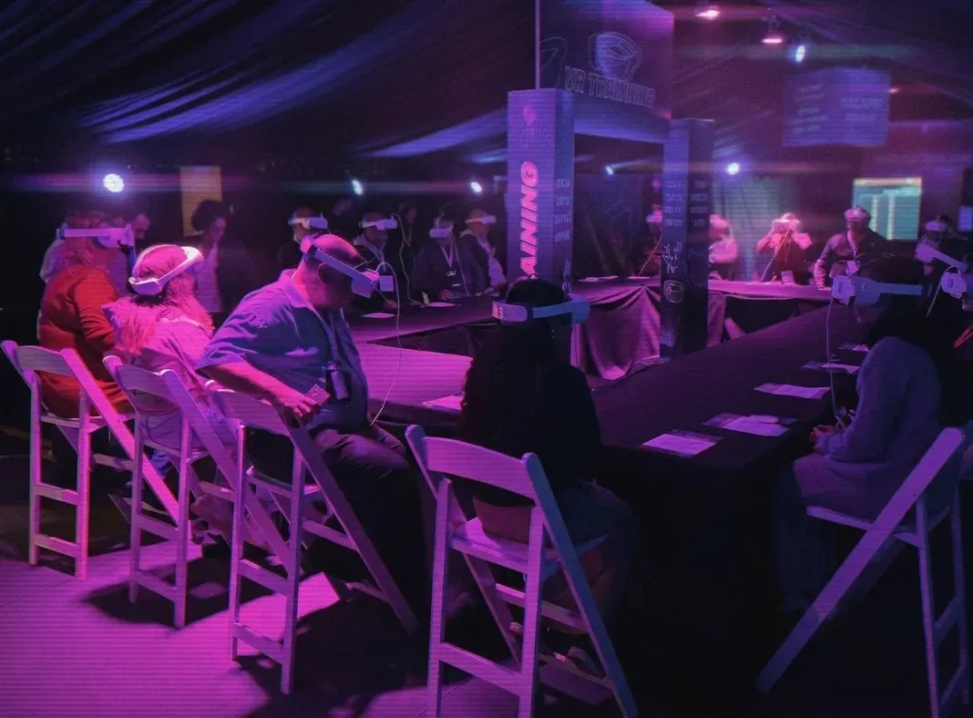 A participant in a VR scenario